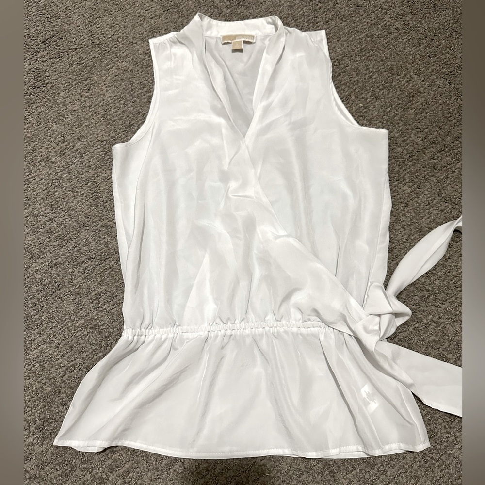 Michael Kors - White Wrap Tank Top Blouse with Waist Tie - Size Small
